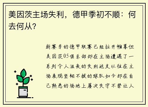美因茨主场失利，德甲季初不顺：何去何从？
